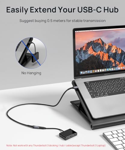 image for USB C Extension Cable 2M/6.6FT, JSAUX USB C 3.2 Extender Cord Male to 