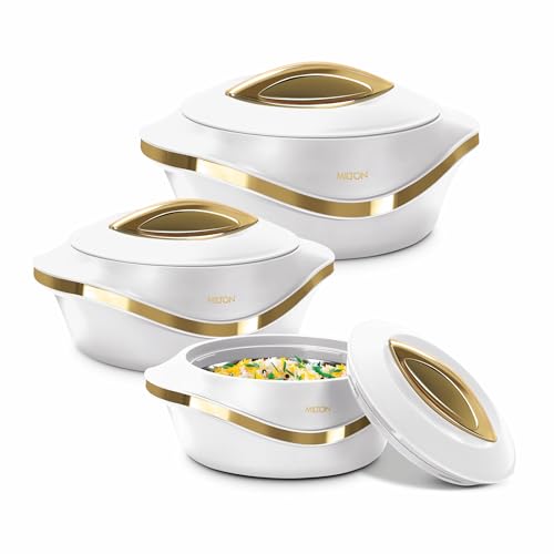 MILTON Isolierte Auflaufform mit Deckel, 3-teiliges Set, 2,1/1,5/1 qt. Hot Pot Speisenwärmer/Kühler – Thermo-Suppen-/Salat-Servierschüssel – Edelstahl Heißspeisebehälter – Bestes Geschenk-Set für