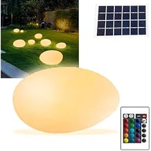 Solar Garden Lights Outdoor Waterproof, Solar Pebble Rock Garden Lights Decorative, 16 Colors 4 Modes Solar Glow Cobblestone LED Light, for Yard Lawn Patio Pathway31cm/12in