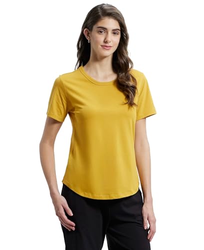 Image of Jockey AW88 Women Super Combed Cotton Rich Relaxed Fit Solid Curved Hem Styled Half Sleeve T-Shirt