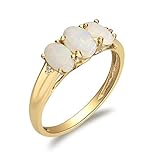Gin & Grace 10K Yellow Gold Natural Ethiopian Opal Ring with Diamonds for women | Ethically, authentically & organically sourced (Oval) shaped opal hand-crafted jewelry for her | Opal Ring for women