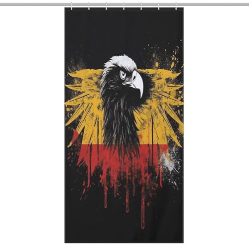 TKJMCSW Duschvorhang mit Deutschland-Flagge, Adler, Badezimmer-Vorhang, Duschvorhang-Set, wasserdicht, Duschvorhang für Duschen, Badvorhang mit Haken, 92 x 183 cm