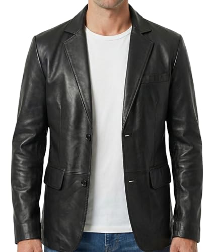 Image of Decrum Mens Leather Blazer - Real Lambskin Stylish Casual Leather Blazer Jackets for Men