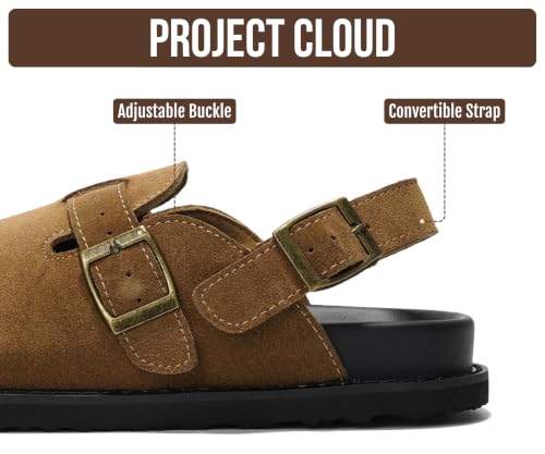 Image of Project Cloud 100% Genuine Leather Footbed Clogs for Women - Memory Foam Arch Support Slippers for Women - Trendy Slip-ons Women's Mules & Clogs Sandals