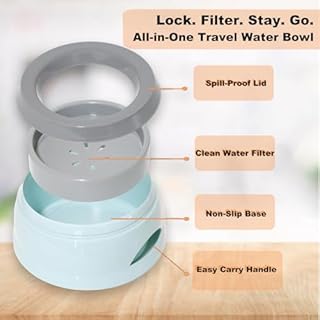 GIYOXIMA Pets No-Spill Slobber Stopper Water Bowl,Splash Proof Drinking Bowl for Home and Travel,No Messy No Drip No Sloppy Water Bowl for Sm-Med Dogs/Cats/Pets 25OZ