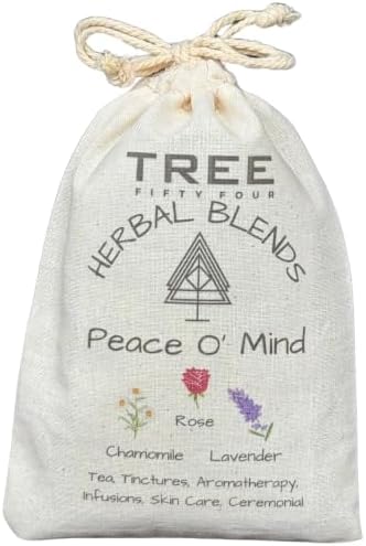 Peace O' Mind Herbal Blend - Chamomile, Red Rose Petals, Lavender | Natural Caffeine Free Tea & Smoke Blend by Tree Fifty Four | 30 Cups