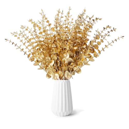 SHUOHONG 24 Piezas Eucalipto Seco Plantas Artificiales Decorativas, Eucalipto Flores Artificiales Decoracion, Plantas Artificiales, Flores Secas Decoracion, Eucalipto Preservado Arreglos Florales (C)