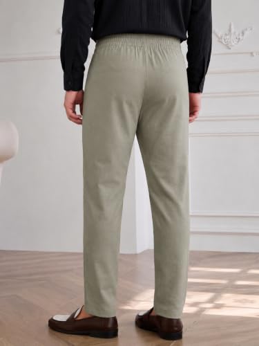 Image of TOPLOT Men's Cotton Casual Trouser | Elegant Pleated Front with Dual-Button Waistband | Comfortable Stretch Elasticity for Easy Movement | Tapered Ankle Finish | Casual & Office Wear (5277)