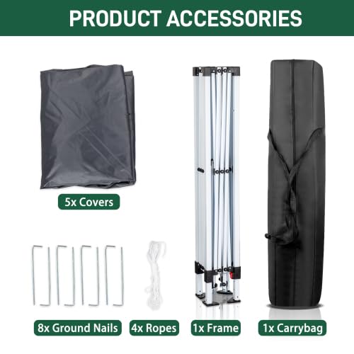 Bonnlo Tonnelle de Jardin Pliante 3x3 imperméable/Tente Pop-up Inclus Sac de Transport/Barnum Pliant Exterieur Rapide à Installer/Gazebo avec Paquet de 4 Poids Lourd Sable,Gris