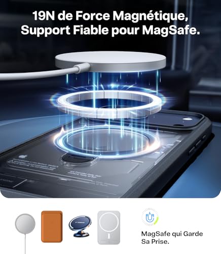 Coque iPhone 17 Pro TORRAS Ostand Spin avec support rotatif 360° transparent - 3