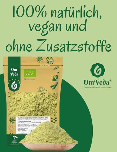 Moringa Pulver Omveda Bio 200g Fein gemahlenes Moringa Blattpulver