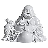 Statues Figura Buda Pequefa, Buda Sonriente Zen Blanca, Esculturas De Buda De Cerámica, Decoración De Buda Pequeño para Decoración del Hogar, Jardín Zen, Entrada, Sala De Estar, Acuario, Regalo