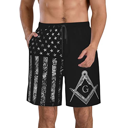 Freemason Symbol Square Compass G Lodge Masonic Funny Gifts Mens Quick Dry Short Swim Trunks Swimwear Bathing Suits White4