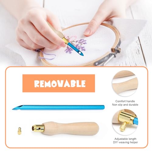 Image of 35 Pcs Punch Needle Kit, Adjustable Punch Needle Tool, Punch Needle Embroidery Kits with Wooden Handle for Beginners and Professionals