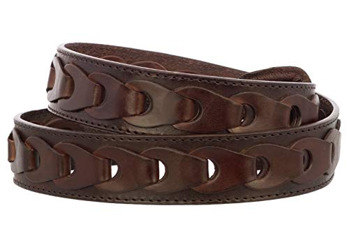 El Presidente - Mens Brown Braided Cowboy Dress Belt Leather Removable Buckle2