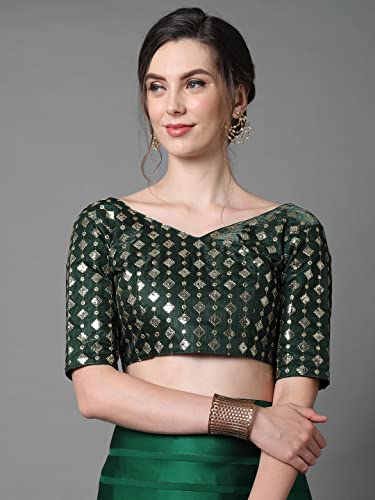 Image of AKHILAM Women's Georgette And Satin Chanderi Saree With Unstitched Blouse Piece (Multicolored 6STRP71 Parent)