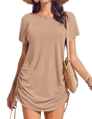 AI'MAGE Bathing Suit Cover Ups for Women Bikini Swimsuit Coverup Casual Loose Beach Shirt Dress with Drawstring S-XXL