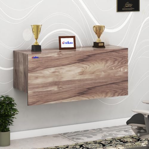 Image of Anikaa EduDesk Wall Mounted Foldable Study Table with Storage Shelves, Floating Wall Desk for Home Office, Laptop & Computer Desk, Engineered Wood, Space-Saving Fold-Down Workstation (DIY Assemble).