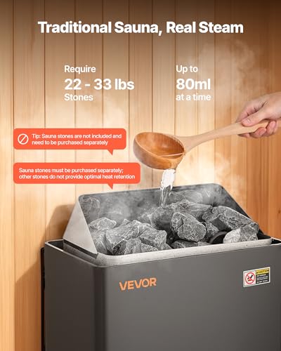 Image of VEVOR Sauna Heater, 2KW AC 120V Electric Sauna Stove, Dry Steam Bath Saunas Stove with Pre-Drilled Bracket, Fit 52.9 to 88.2 CU.FT Saunas Rooms, Steam Bath Stoves for Home, Commercial, Leisure Venues
