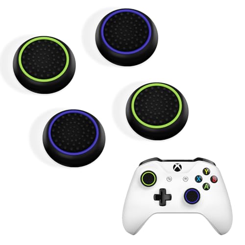 Capuchons de poignée de pouce pour manette PS5 PS4 Xbox, 4 grips en silicone violet jaune