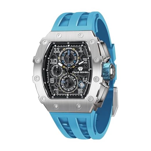 TSAR BOMB Reloj para hombre Diseño Tonneau 50M Impermeable Cronógrafo Reloj para hombre de lujo 316 Acero inoxidable Militar Deporte Trabajo Reloj Correa 22mm Elegante regalo para hombre