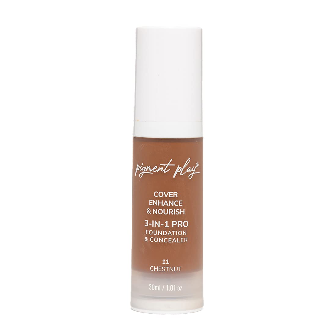 Pigment Play 3-In-1 Foundation & Concealer: Cover + Enhance + Nourish - 01 Light Natural (11 Chestnut)