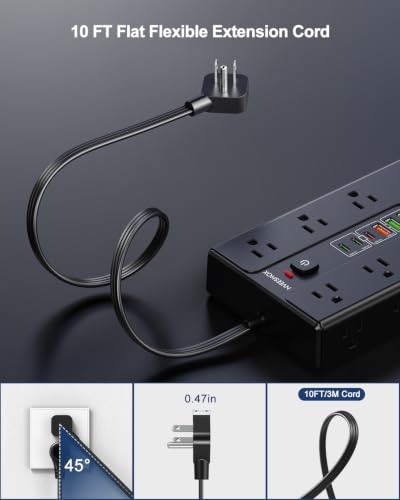 Image of Surge Protector Power Strip with 16 AC Outlets 6 USB Ports(3 Type C)