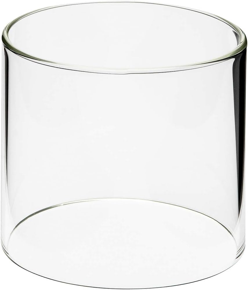 Cilindro de cristal de borosilicato transparente sin fondo, altura aprox. 200 mm, diámetro exterior 150 mm, bordes de cristal transparente, grosor de pared de 3 mm