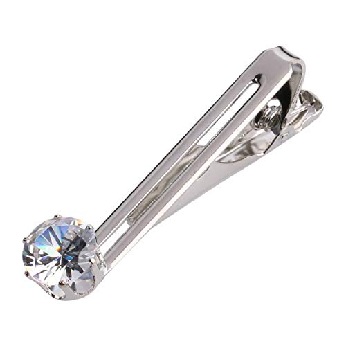 Silver TIE PIN Clip TACK TIEPIN for Men with Diamond Crystal in A Gift Box TSHOTIEPINSIL2015