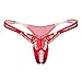 Produktbild SUCES Damen C-Strings Frauen G-String Tanga T-Back Strings Spitze Reizwäsche Bikinislips Slip Erotik Unterwäsche Unterhose Reizvoll Blumen atmungsaktive Baumwolle Slip Tanga Lingerie (Red)