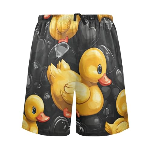 Men's Short Pajama Bottoms Duck Yellow Love Animal Home Casual Sleep Pants