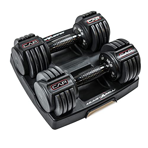 CAP Barbell 12.5 lb Pair ADJUSTABELL Adjustable Dumbbell with Contoured Full Rotation Handle, Honeycomb Design, Black