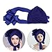 Baluue Nigerian Turban Head Wrap African Stretch Scarf Pre-tied Headband for Women Wedding Party Blue Layered Fashion Headscarf