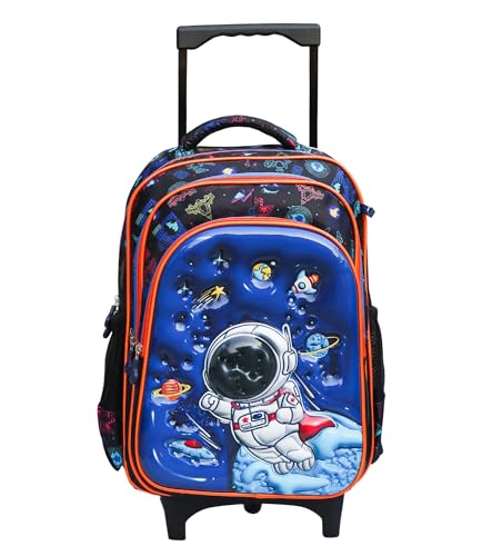 Image of ADSON 3D Embossed School Trolley Bag Large School Bag for Boy Girl, Kids School Bag, Travel Backpack for Girl Boy, Ideal for Children Trolley 16 Inch Water Resistant