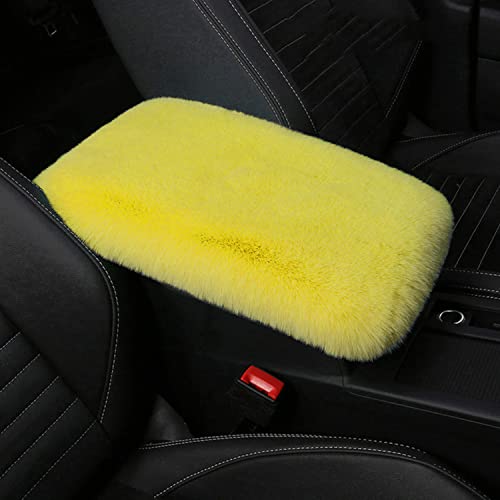 Dotesy 4 Pcs/Set Fluffy Faux Wool Car Steering Wheel Cover & Furry Auto Center Console Cover & Gear Shift Knob Cover & Handbrake Cover Universal Warm Winter (Yellow) #TOP2