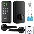 Keypad Door Lock with Handle,Keyless Entry Door Lock, Electronic Digital Keypad Deadbolt with App, Keyless Entry Fingerprint Lock Auto Lock & One Touch Locking, Front Smart Door Handle Sets