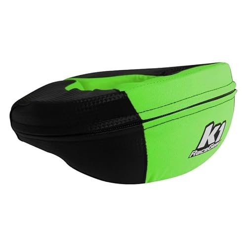 Adult Kart Racing Neck Collar Carbon Look/Green | 360° Padded