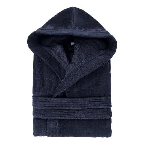 Bath Robe Men's/Boys 100% Cotton Bathrobe Long Hooded Bathrobe 100% Absorbent Cotton Terrycloth Inside And Velour Finishing Outside With 2 Pockets by Abstract4