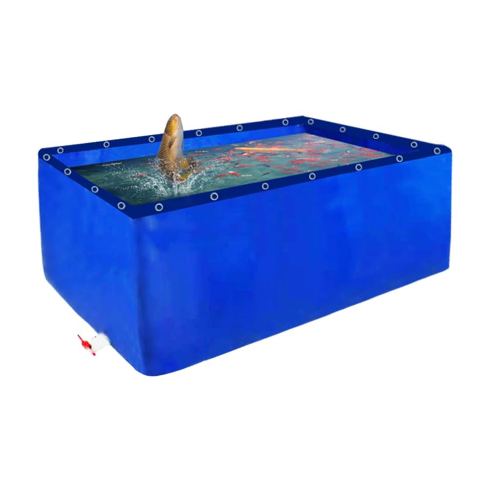 Bassin à poissons portable en toile bleue pliable 5x1m pour élevage de koï