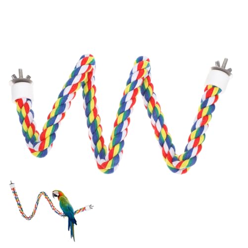 Image of iplusmile Parrot Rope Perch 31.5 Inch Durable Cotton Climbing Toy for Birds Cage Chew Toy for Large Parrots Budgies Cockatiels and Conures Stress Relief and Exercise Accessory