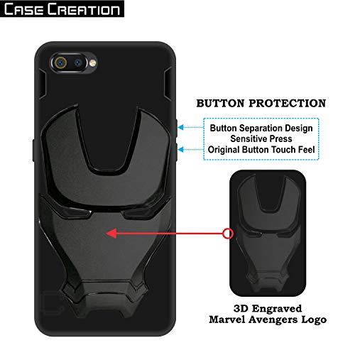 Image of COVERLY Official 3D Touch Feel Trending Real Hero Avengers Logo Mask Soft Rugged Grip TPU Iron Man Super Power Cartoon Movie Silicone Matte Strong Back Cover for Oppo A1k (2020) -HD Black Avenger