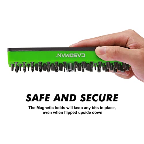 Image of CASOMAN 1 /4 inch Hex Bit Organizer with Magnetic Base - Green, 43 Hole Bit Organizer with Strong Magnetic Base, Magnetic Bit Organizer for Your Specialty