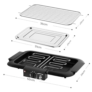 Electric bbq grill smokeless non stick indooroutdoor barbecue grill 2000w double tube high power portable removable stand grill for bbq party elegant black  urban country home decor