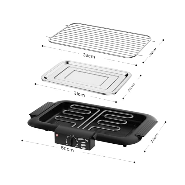 Electric bbq grill smokeless non stick indooroutdoor barbecue grill 2000w double tube high power portable removable stand grill for bbq party elegant black  urban country home decor