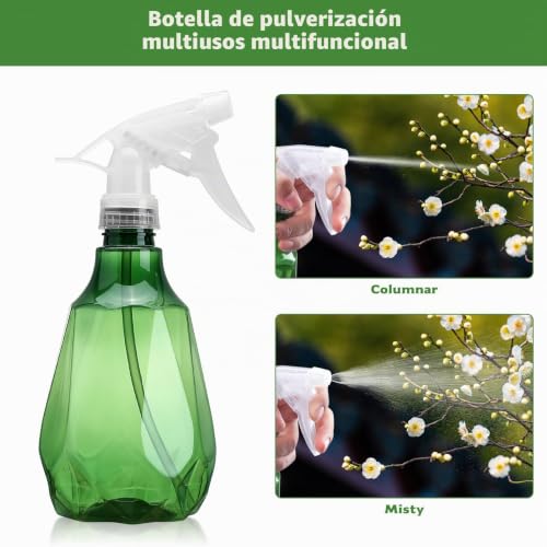 Miniatura 4 de Ktpcn 2 Botellas Pulverizadoras De Agua De 500 Ml, Botellas Vacías De Rocío Fino Para Limpiar Jardinería, Hogar, Cocina, Plantas De Pelo, Pulverizador, Con Boquillas Ajustables, Reutilizables Y
