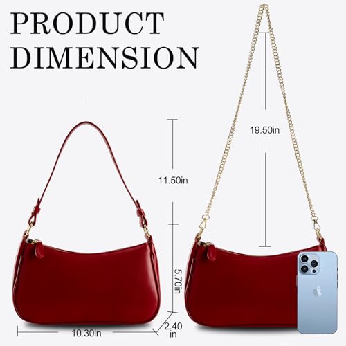 Shoulder Bags for Women Leather Hobo Sling Tote Handbag Retro Clutch Purse with 2 Removable Straps and Zipper Closure - Image 5