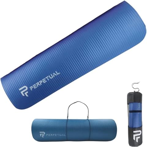 PERPETUAL® Colchoneta de Yoga y Pilates Antideslizante de 10mm con Correa y Bolsa de Transporte Cover