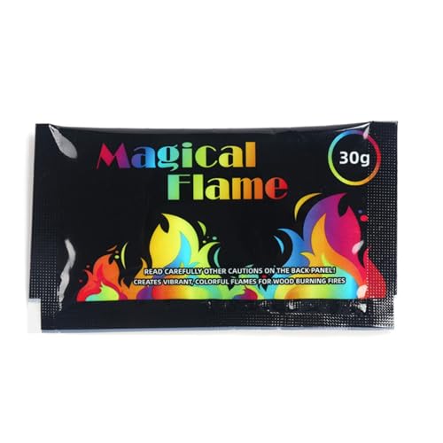 KATITFENXK Magisches Flammenpulver, 10/15/25/30G Magische Neon Buntes Feuerpulver Lagerfeuer Feuerfarbe Mystische Farbwechsel Flamme Pulver für Feuerstellen Ofen (30G, 1Pack)
