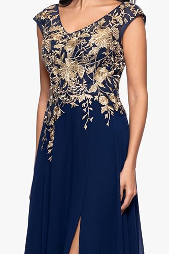 Image of Betsy & Adam Women's Betsy & Adam Women's Scuba Crepe High Neck Ruffle Hem High Low Dress