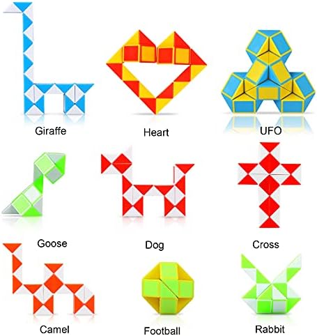 Luclay 12 Pack Magic Snake Cube, 3D Mini Puzzle Cube 24 Blocks Plastic Twist Puzzle, Party Bag Fillers Bulk Toys, for Toddlers Kids Teens Birthday Party Favours(Random Color)